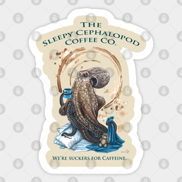 The Sleepy Cephalopod Sticker by ardenellennixon